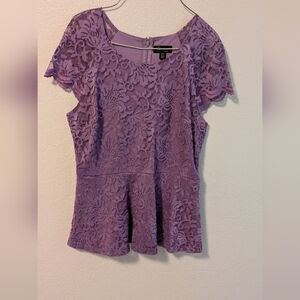 Thalia Sodi Lavender Lace Peplum Blouse